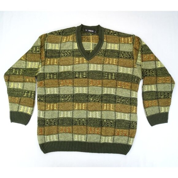 PRIKNIT V-Neck Sweater Size‎ 42 Large Mens Grandpa Coogi Style Cosby Lightweight - Picture 1 of 5